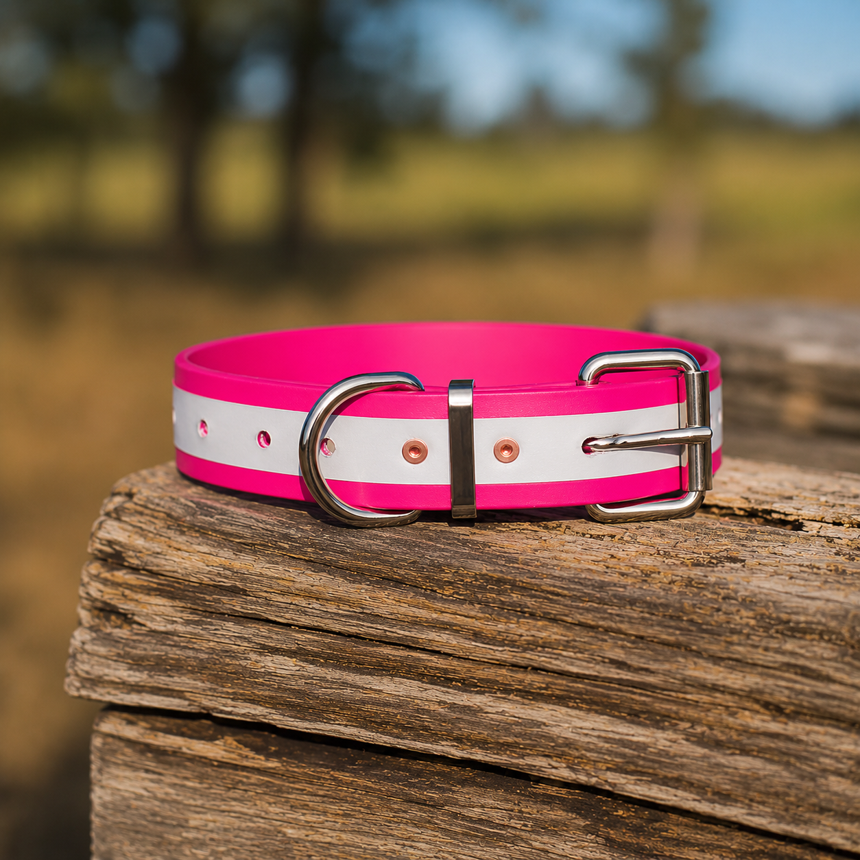Heavy-Duty Reflective PVC Dog Collar - Pink