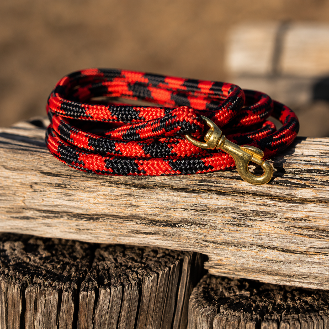 Double Braided Rope Dog Lead – Red Black