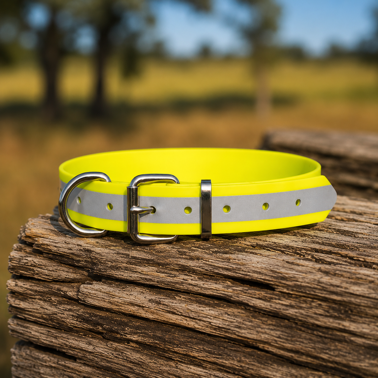 Heavy-Duty Reflective PVC Dog Collar - Yellow
